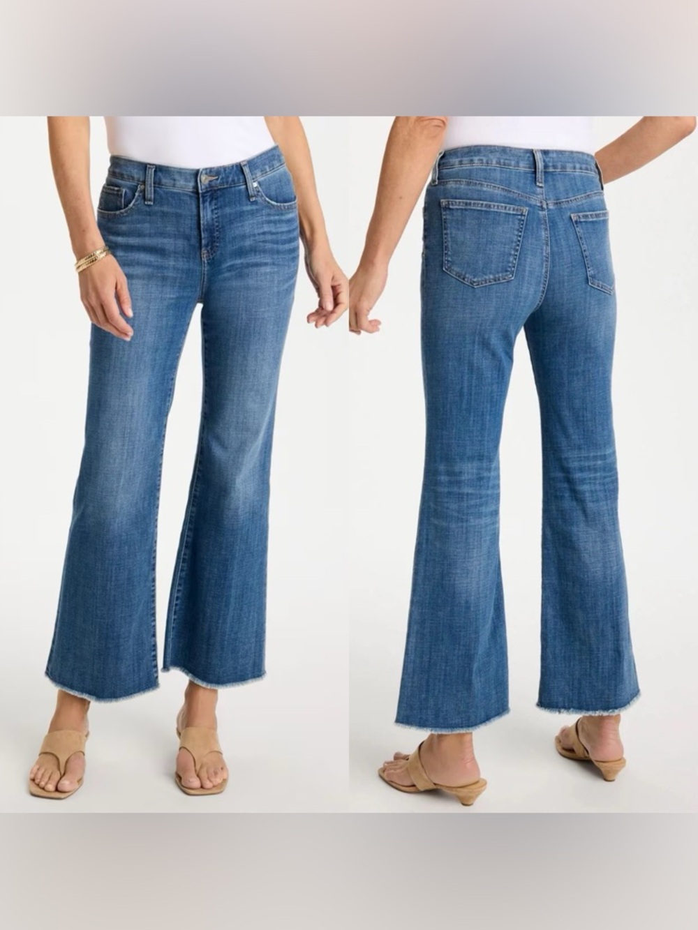 Chico’s SO Slimming Girlfriend Frayed Flared Tall Jessamine Indigo Jeans